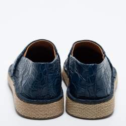 Pre Owned Salvatore Ferragamo Navy Blue Crocodile Leather Lampedusa Espadrilles Size 41.5