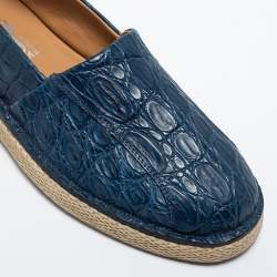 Pre Owned Salvatore Ferragamo Navy Blue Crocodile Leather Lampedusa Espadrilles Size 41.5