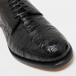 Pre Owned Salvatore Ferragamo Black Alligator Nordland Derby Size 43