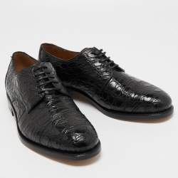 Pre Owned Salvatore Ferragamo Black Alligator Nordland Derby Size 43