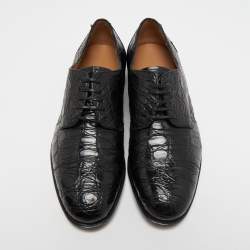 Pre Owned Salvatore Ferragamo Black Alligator Nordland Derby Size 43