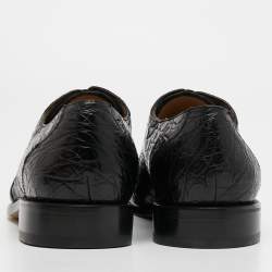 Pre Owned Salvatore Ferragamo Black Alligator Nordland Derby Size 43