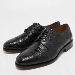Pre Owned Salvatore Ferragamo Black Alligator Nordland Derby Size 43