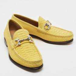 Salvatore Ferragamo Yellow Python Mason Loafers Size 42