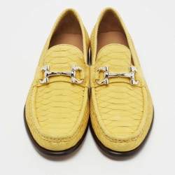 Salvatore Ferragamo Yellow Python Mason Loafers Size 42