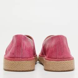 Salvatore Ferragamo Pink Lizard Lampedusa Slip On Espadrilles Size 43