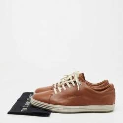 Salvatore Ferragamo Tan Leather Low Top Sneakers Size 44.5