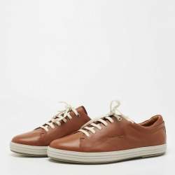 Salvatore Ferragamo Tan Leather Low Top Sneakers Size 44.5