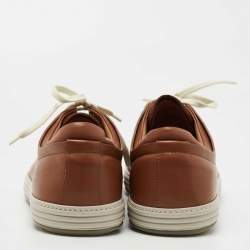 Salvatore Ferragamo Tan Leather Low Top Sneakers Size 44.5