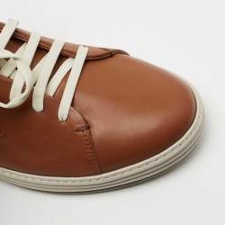 Salvatore Ferragamo Tan Leather Low Top Sneakers Size 44.5