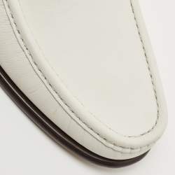 Pre Owned Salvatore Ferragamo White Leather Gancini Loafers Size 42.5