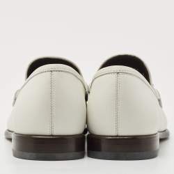 Pre Owned Salvatore Ferragamo White Leather Gancini Loafers Size 42.5