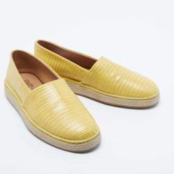 Salvatore Ferragamo Yellow Lizard Lampedusa Espadrille Flats Size 42.5