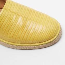 Salvatore Ferragamo Yellow Lizard Lampedusa Espadrille Flats Size 42.5