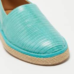 Salvatore Ferragamo Turquoise Lizard Lampedusa Espadrilles Size 42