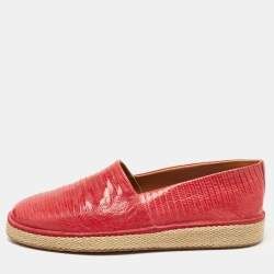 Salvatore Ferragamo Red Lizard Leather Lampedusa Espadrilles Size 44.5 