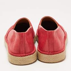 Salvatore Ferragamo Red Lizard Leather Lampedusa Espadrilles Size 44.5 