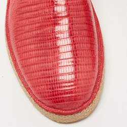 Salvatore Ferragamo Red Lizard Leather Lampedusa Espadrilles Size 44.5 