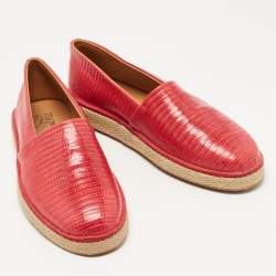 Salvatore Ferragamo Red Lizard Leather Lampedusa Espadrilles Size 44.5 