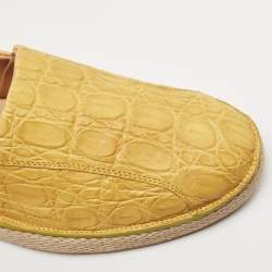 Salvatore Ferragamo Yellow Lizard Lampedusa Slip On Espadrilles Size 43.5