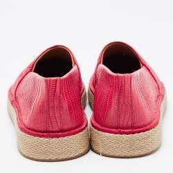 Salvatore Ferragamo Red Lizard Leather Lampedusa Slip-On Espadrilles Size 43.5