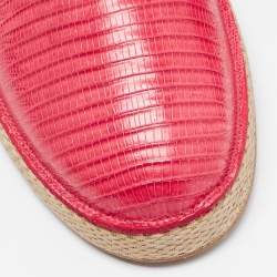Salvatore Ferragamo Red Lizard Leather Lampedusa Slip-On Espadrilles Size 43.5