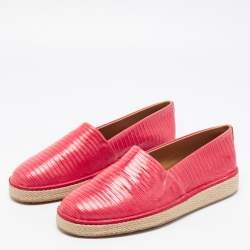 Salvatore Ferragamo Red Lizard Leather Lampedusa Slip-On Espadrilles Size 43.5