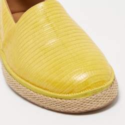 Salvatore Ferragamo Yellow Lizard Leather Lampedusa Slip On Espadrilles Size 44.5