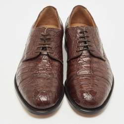 Salvatore Ferragamo Brown Crocodile Leather Nordland Derby Size 42.5