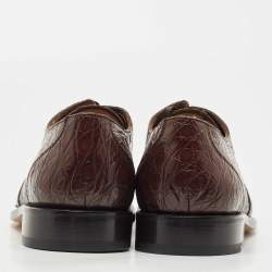 Salvatore Ferragamo Brown Crocodile Leather Nordland Derby Size 42.5