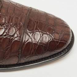 Salvatore Ferragamo Brown Crocodile Leather Nordland Derby Size 42.5
