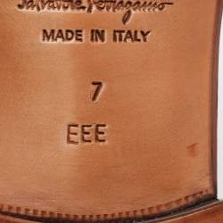 Pre Owned Salvatore Ferragamo Brown Ostrich Leather Gris Lace Up Derby Size 41