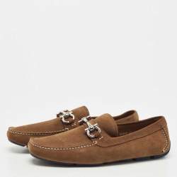 مملوكة مسبقًا Salvatore Ferragamo Brown Suede Parigi Loafers Size 44.5 