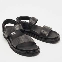 Salvatore Ferragamo Black Leather Notorius Slingback Flat Sandals Size 44