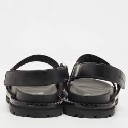 Salvatore Ferragamo Black Leather Notorius Slingback Flat Sandals Size 44