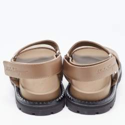 Pre Owned Salvatore Ferragamo Beige Embossed Leather Notorius Flat Sandals Size 44