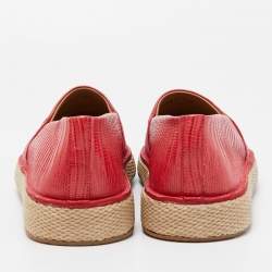 Salvatore Ferragamo Red Lizard Leather Slip On Espadrille Size 42