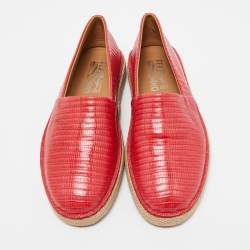 Salvatore Ferragamo Red Lizard Leather Slip On Espadrille Size 42