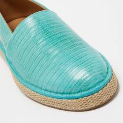 Salvatore Ferragamo Turquoise Lizard Lampedusa Espadrilles Size 43