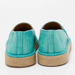 Salvatore Ferragamo Turquoise Lizard Lampedusa Espadrilles Size 43