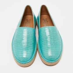 Salvatore Ferragamo Turquoise Lizard Lampedusa Espadrilles Size 43