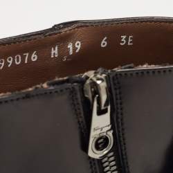 Pre Owned Salvatore Ferragamo Black Glossy Leather Zip Ankle Boots Size 40