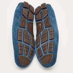 Pre Owned Salvatore Ferragamo Blue Suede Gancini Loafers Size 40.5