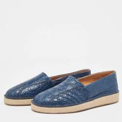 Pre Owned Salvatore Ferragamo Blue Crocodile Lampedusa Espadrilles Size 42