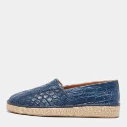 Pre Owned Salvatore Ferragamo Blue Crocodile Lampedusa Espadrilles Size 42