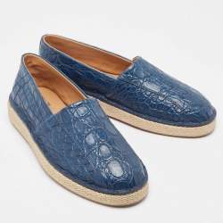 Pre Owned Salvatore Ferragamo Blue Crocodile Lampedusa Espadrilles Size 42