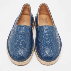 Pre Owned Salvatore Ferragamo Blue Crocodile Lampedusa Espadrilles Size 42
