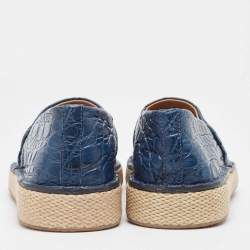 Pre Owned Salvatore Ferragamo Blue Crocodile Lampedusa Espadrilles Size 42