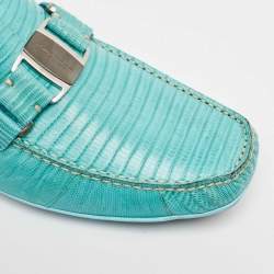 Salvatore Ferragamo Mint Green Lizard Sardegna Loafers Size 44