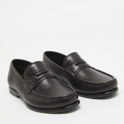 Salvatore Ferragamo Black Leather Connor Penny Loafers Size 40.5